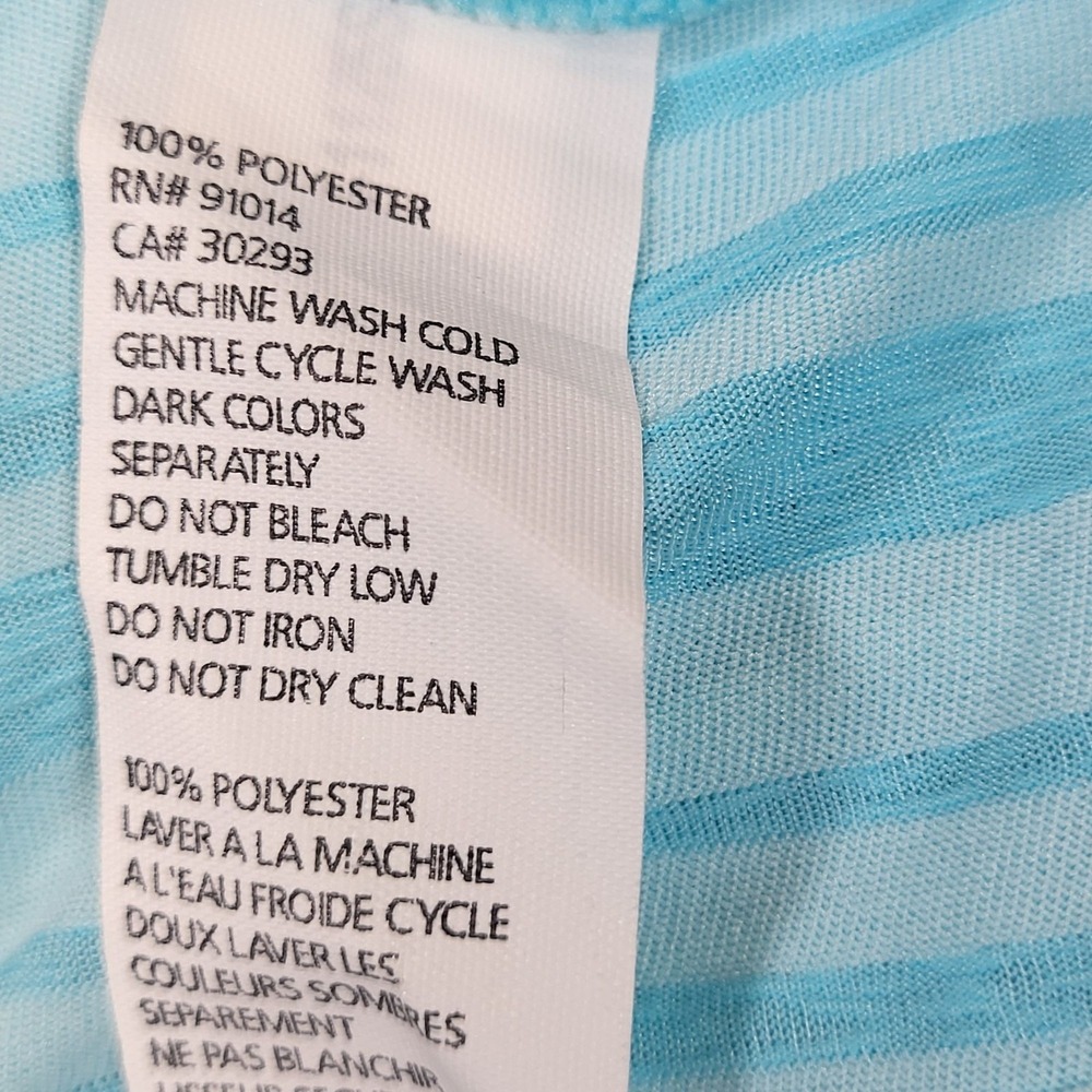EP Sport Blue Striped Short Sleeve Activewear Shirt Size M Wrap Style Back - Picture 6 of 7
